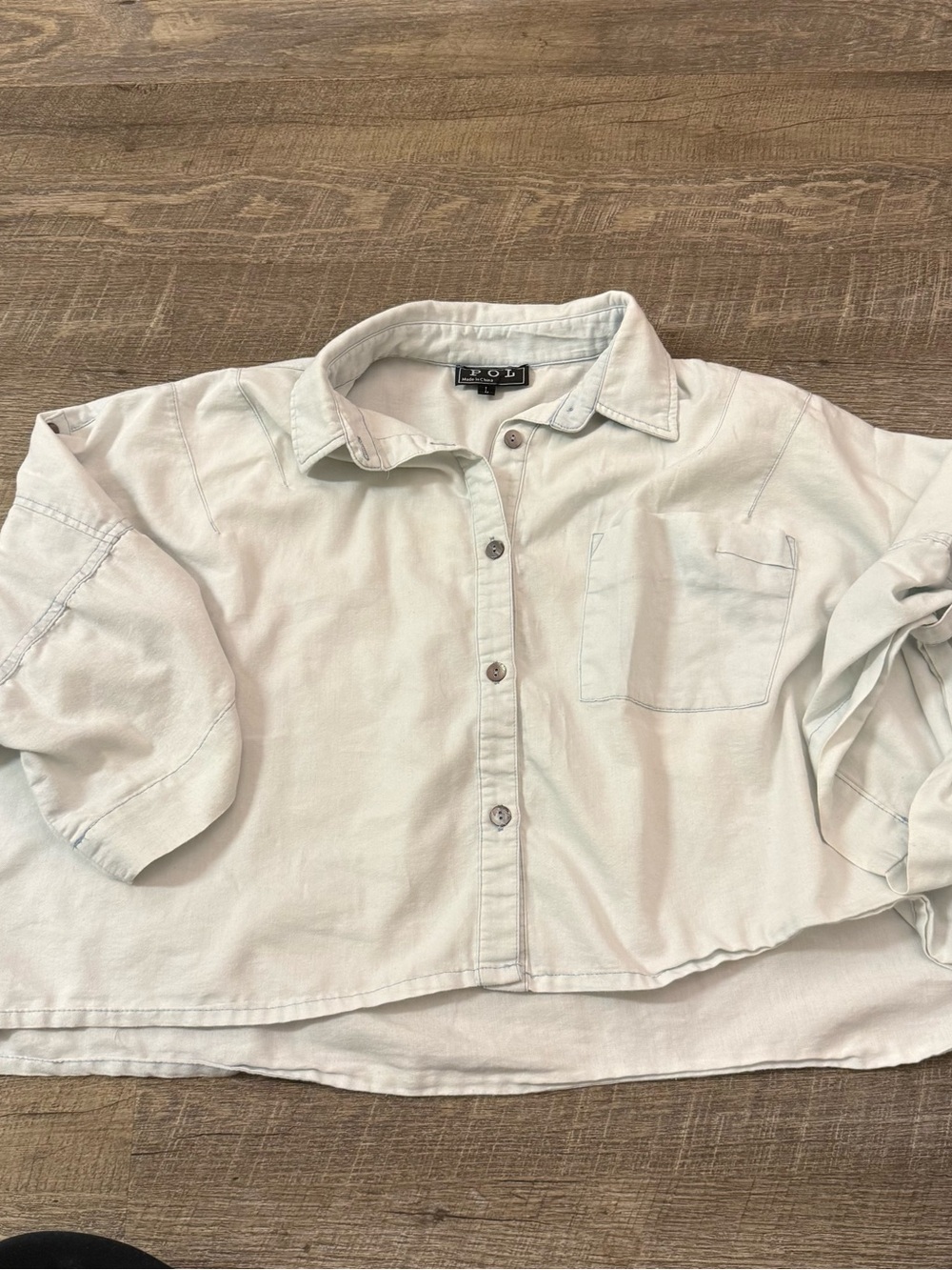 POL Women’s Pale Mint Button-Down Shirt